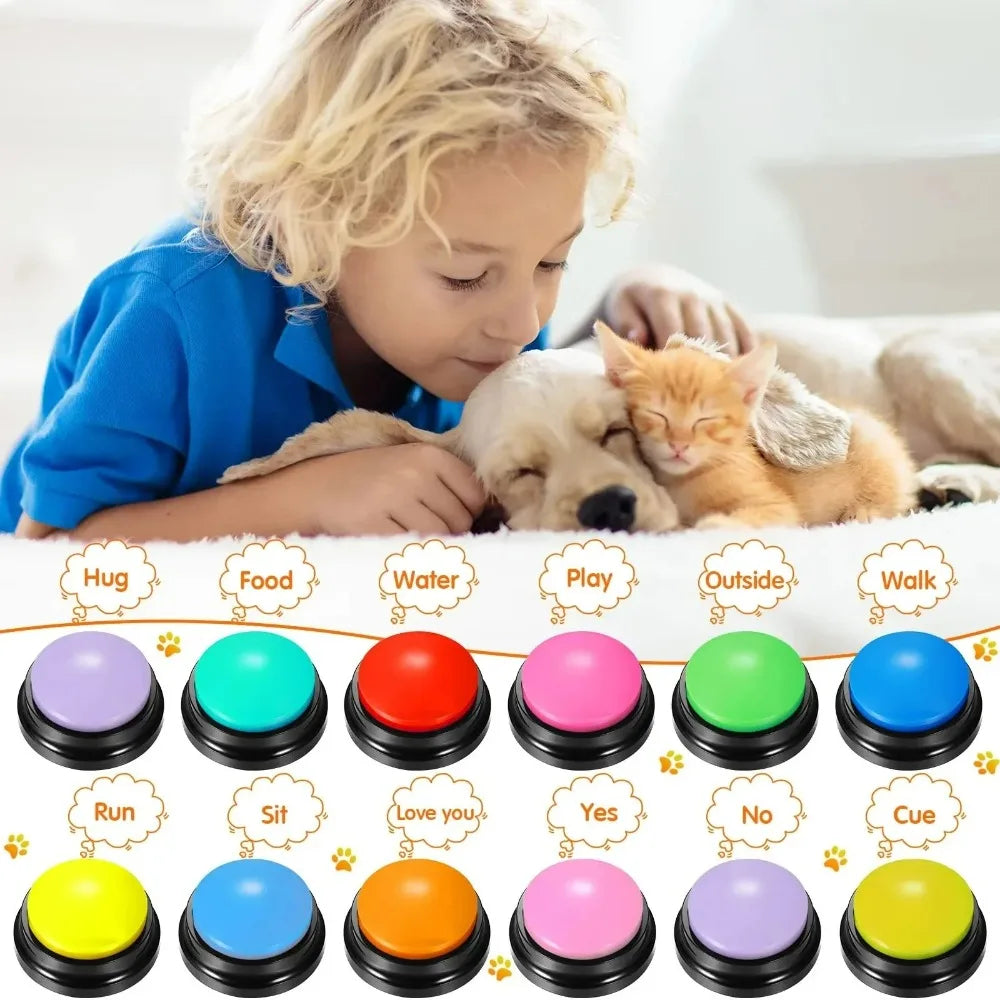 8PCS Dog Talking Buttons – 30-Second Recordable Training Buzzers