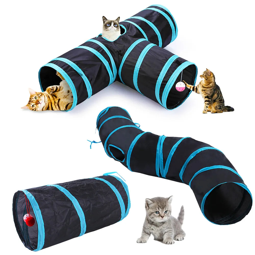 Foldable Cat Tunnel Toy – Breathable Indoor Play Tube with Crinkle Paper