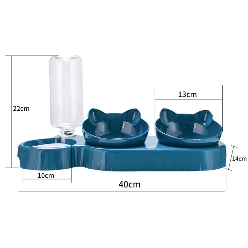 3 in 1 Cat Feeder Automatic Water Dispenser Double Bowl Pet Bowl for Small Dogs or Cats