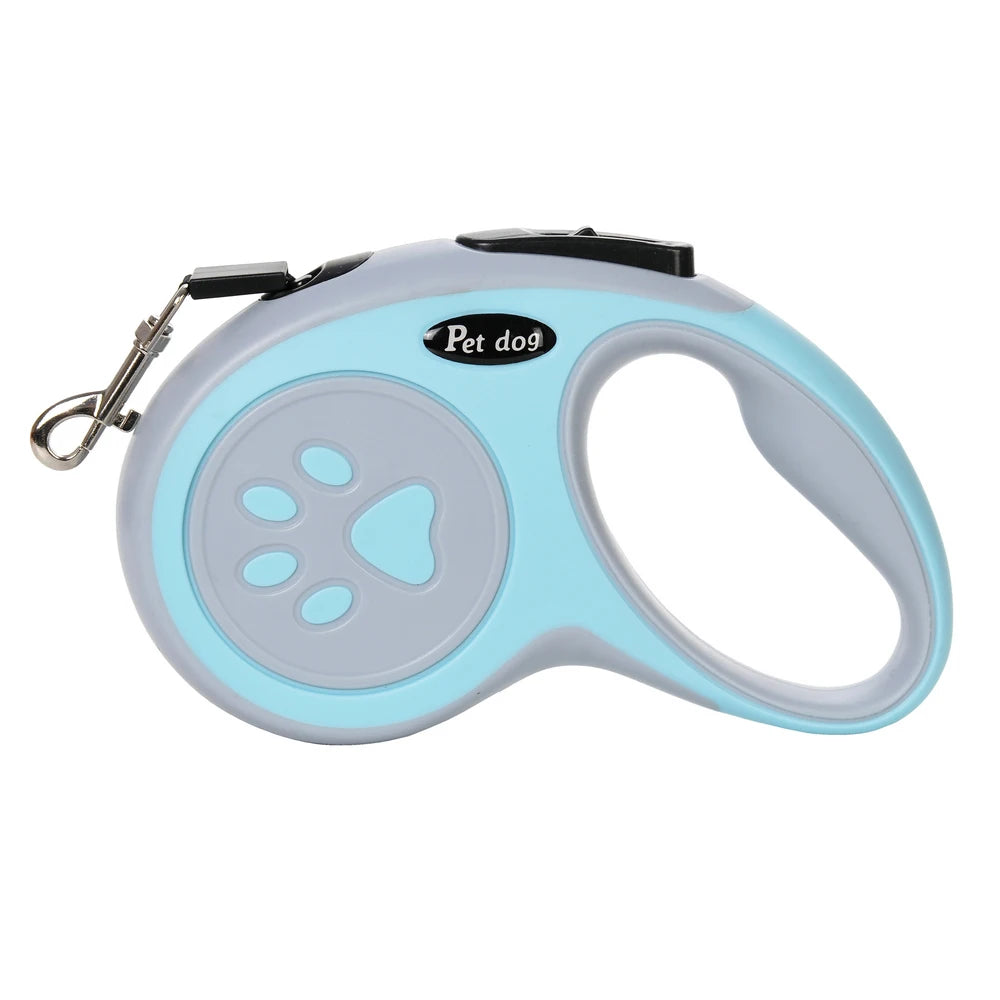 Retractable Dog Leash – Paw Print Design, Durable Nylon Rope for Small to Large Dogs