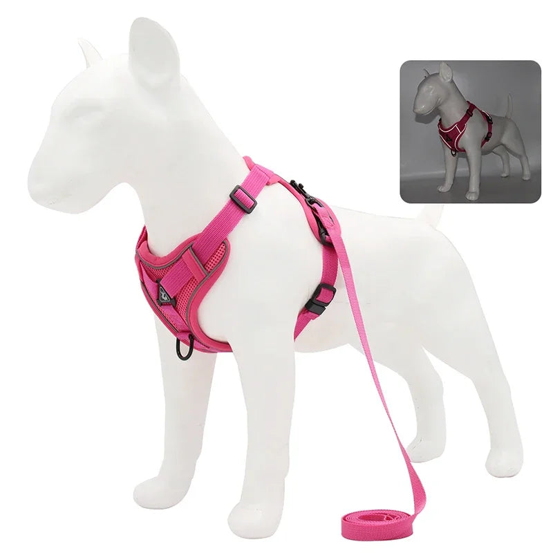 No-Pull Reflective Harness & Leash Set – Adjustable Mesh Vest for Small Dogs