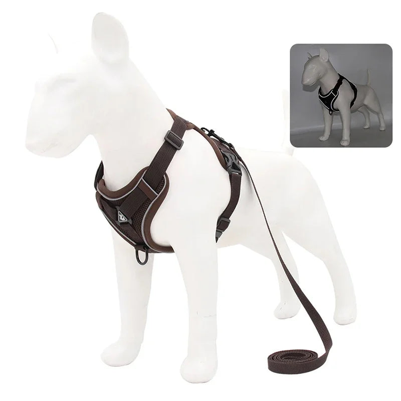 No-Pull Reflective Harness & Leash Set – Adjustable Mesh Vest for Small Dogs
