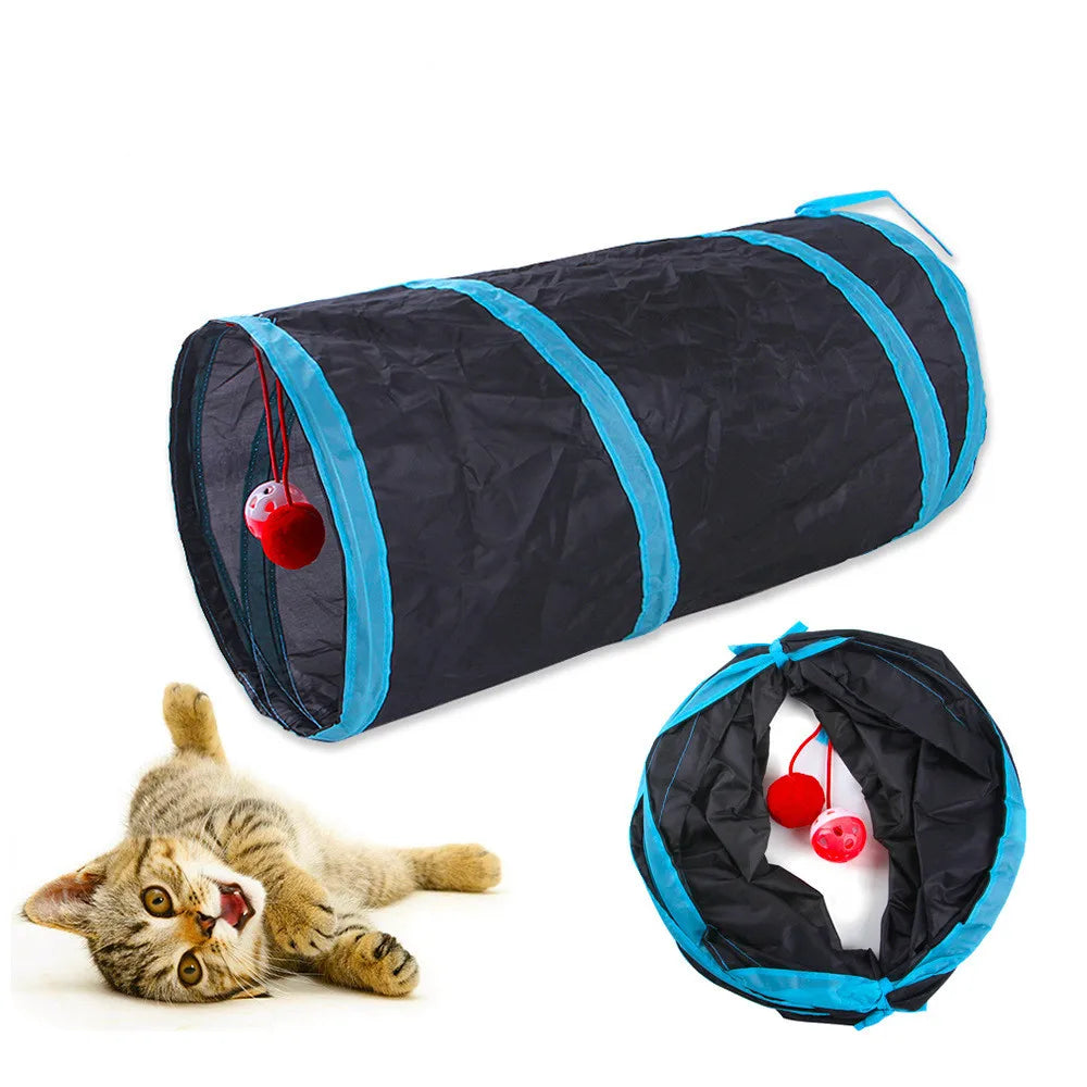 Foldable Cat Tunnel Toy – Breathable Indoor Play Tube with Crinkle Paper