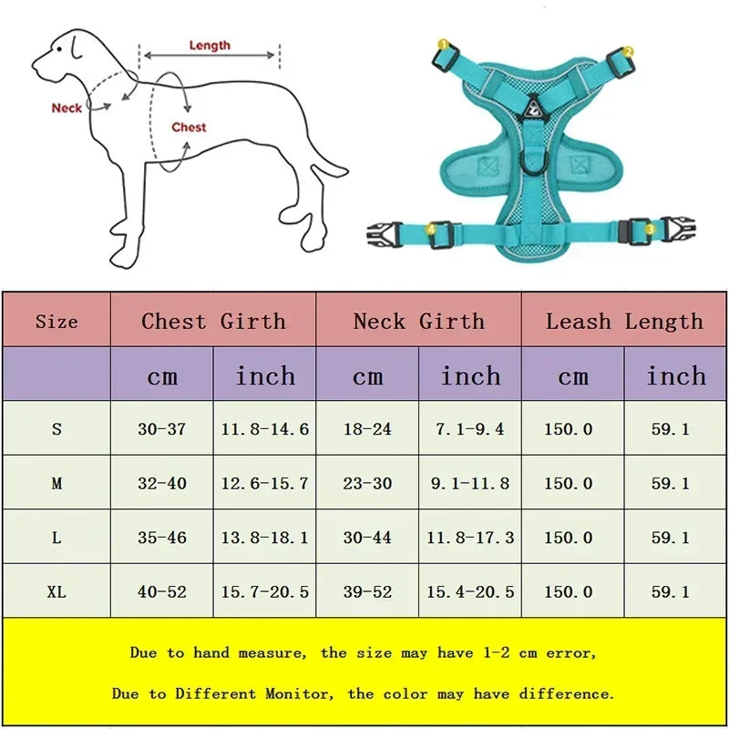 No-Pull Reflective Harness & Leash Set – Adjustable Mesh Vest for Small Dogs