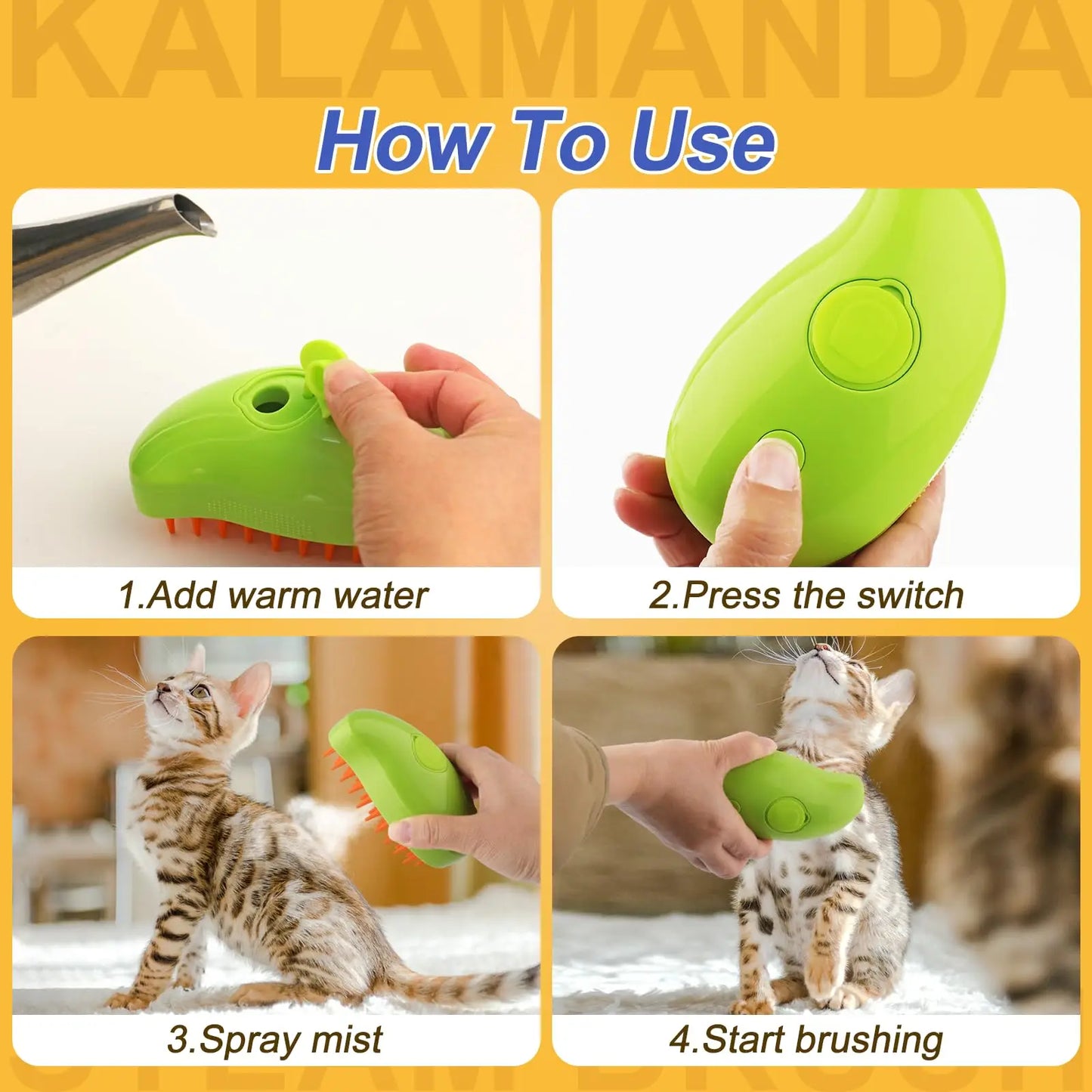 3-in-1 Steamy Brush for Cat's/Dog's Grooming