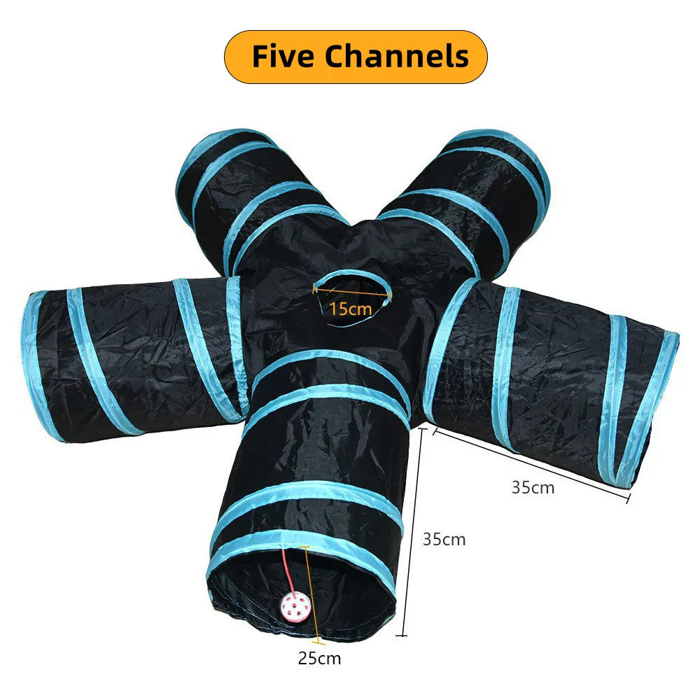 Foldable Cat Tunnel Toy – Breathable Indoor Play Tube with Crinkle Paper