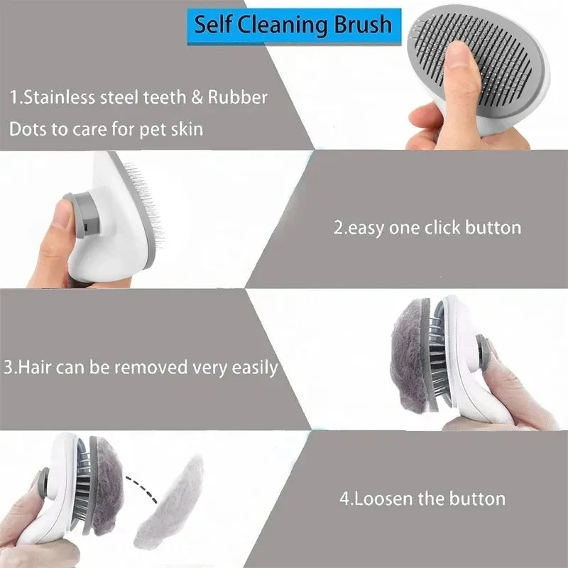 Self-Cleaning Pet Hair Removal Slicker Comb