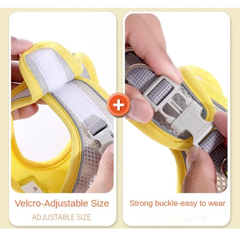 Reflective Adjustable Dog Harness Set – Breathable Vest for Small & Medium Dogs