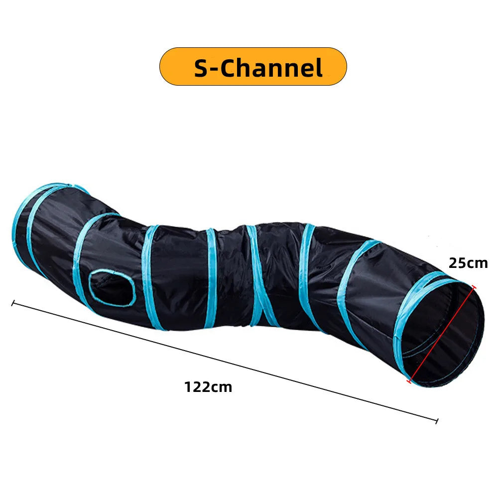 Foldable Cat Tunnel Toy – Breathable Indoor Play Tube with Crinkle Paper