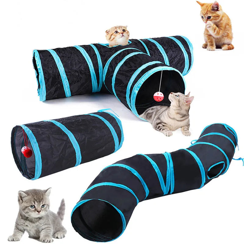Foldable Cat Tunnel Toy – Breathable Indoor Play Tube with Crinkle Paper