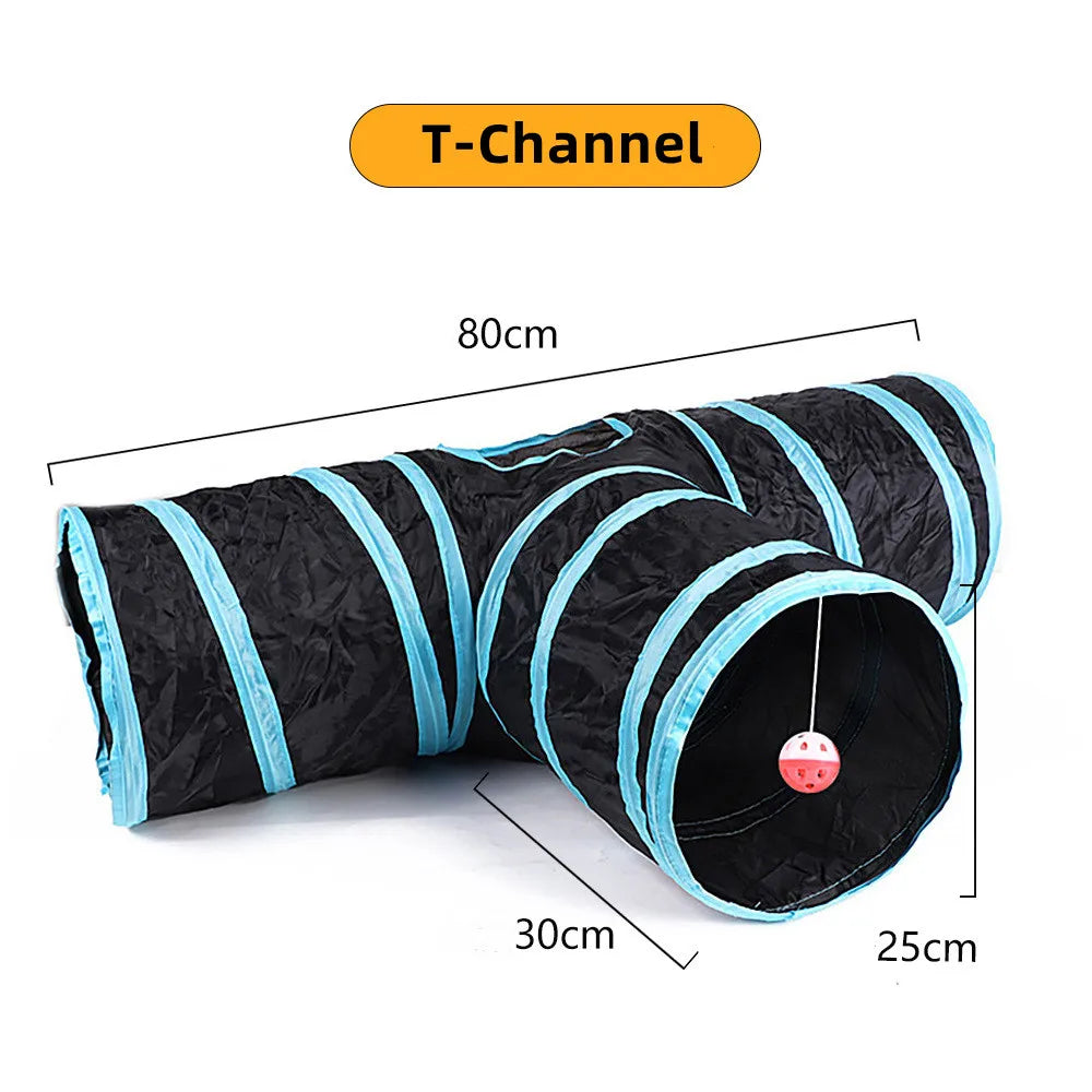 Foldable Cat Tunnel Toy – Breathable Indoor Play Tube with Crinkle Paper