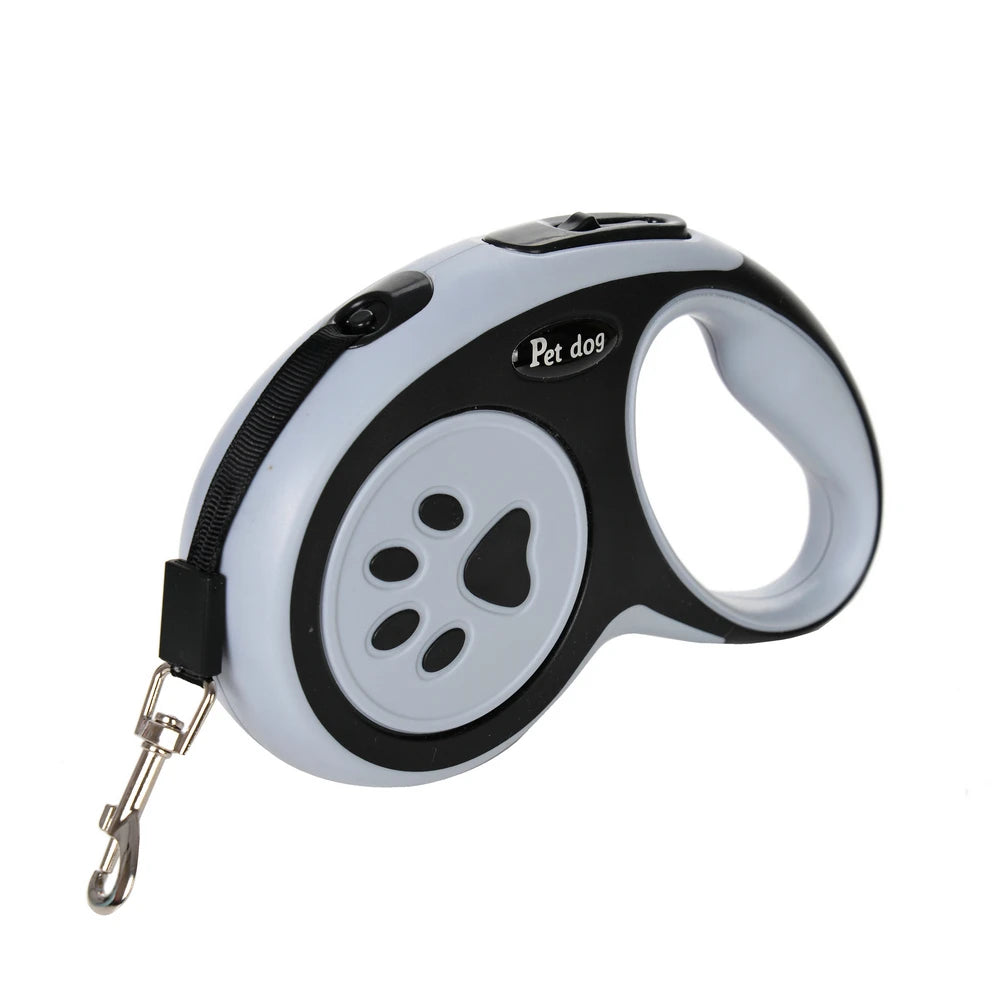Retractable Dog Leash – Paw Print Design, Durable Nylon Rope for Small to Large Dogs