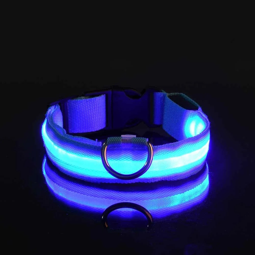 Dog Collar Nylon LED Night Safety Flashing Glow In The Dark Pet Dog Collar