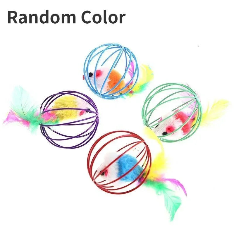Interactive Plush Mouse Ball Toy – Random Color, Indoor Kitten Exercise Toy