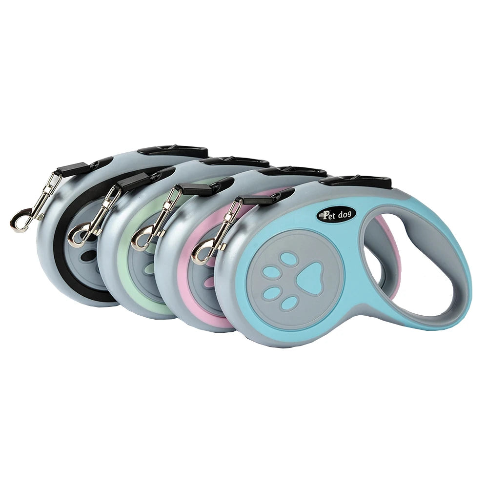Retractable Dog Leash – Paw Print Design, Durable Nylon Rope for Small to Large Dogs