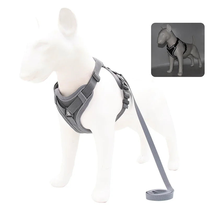 No-Pull Reflective Harness & Leash Set – Adjustable Mesh Vest for Small Dogs