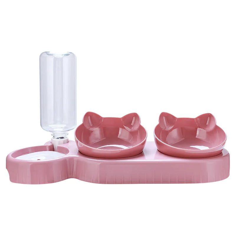 3 in 1 Cat Feeder Automatic Water Dispenser Double Bowl Pet Bowl for Small Dogs or Cats