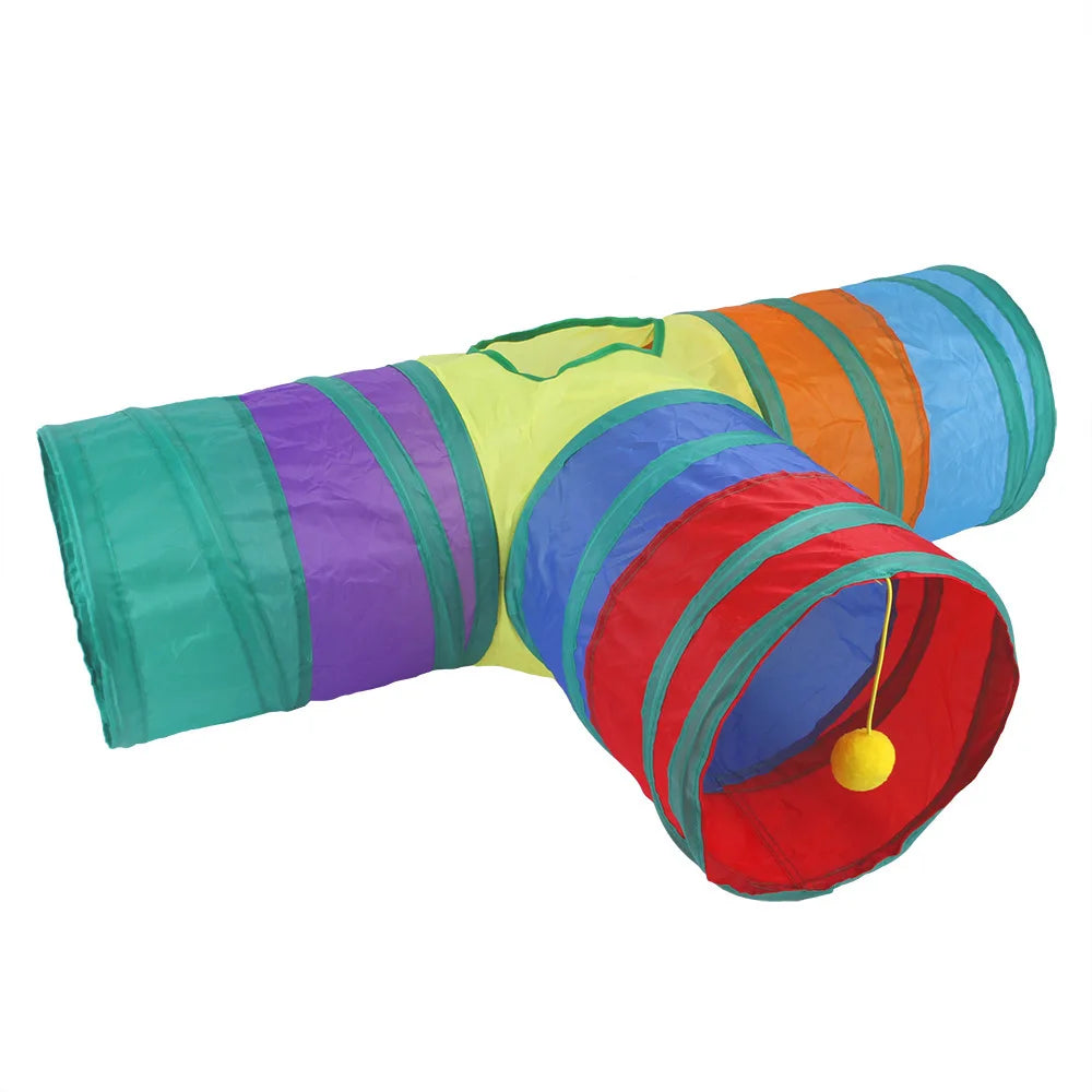 Foldable Cat Tunnel Toy – Breathable Indoor Play Tube with Crinkle Paper