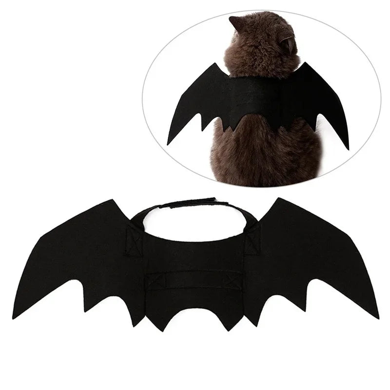 1Pc Halloween Pet Costume – Black Bat Wings Harness for Cats & Dogs