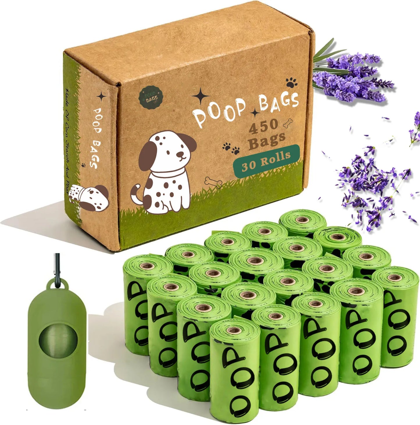 EPI Biodegradable Lavender Dog Poop Bags with Dispenser