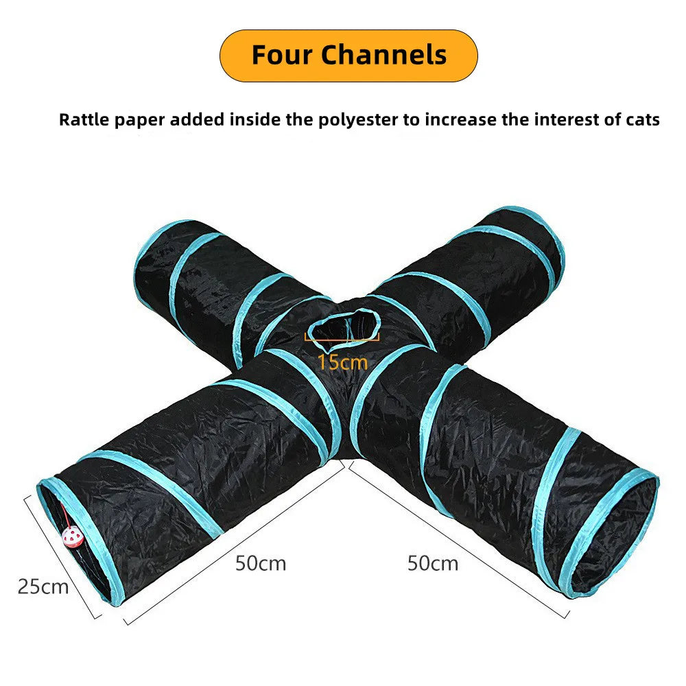 Foldable Cat Tunnel Toy – Breathable Indoor Play Tube with Crinkle Paper