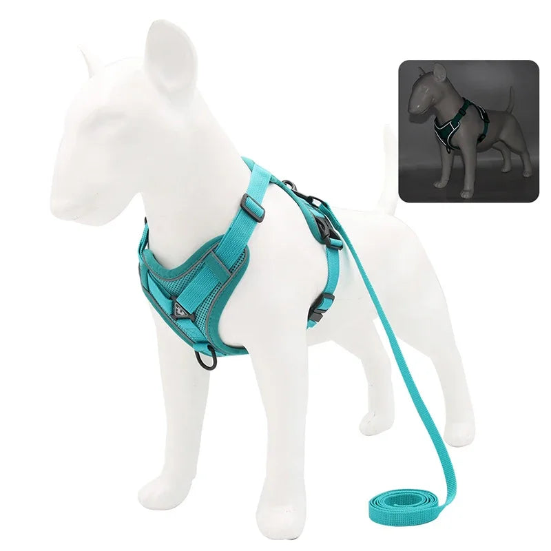No-Pull Reflective Harness & Leash Set – Adjustable Mesh Vest for Small Dogs