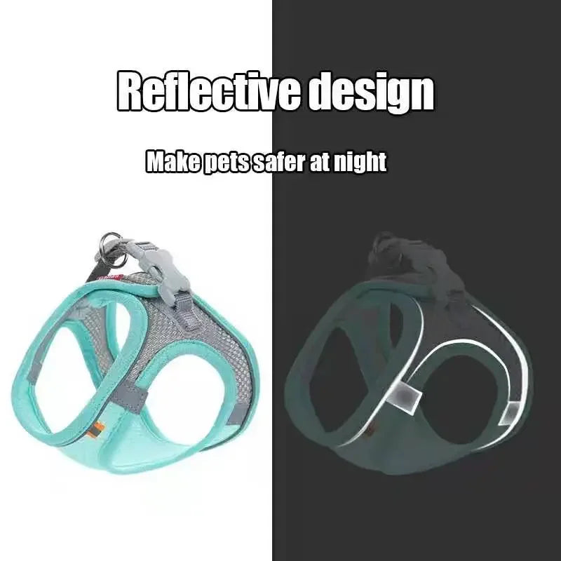 Reflective Adjustable Dog Harness Set – Breathable Vest for Small & Medium Dogs