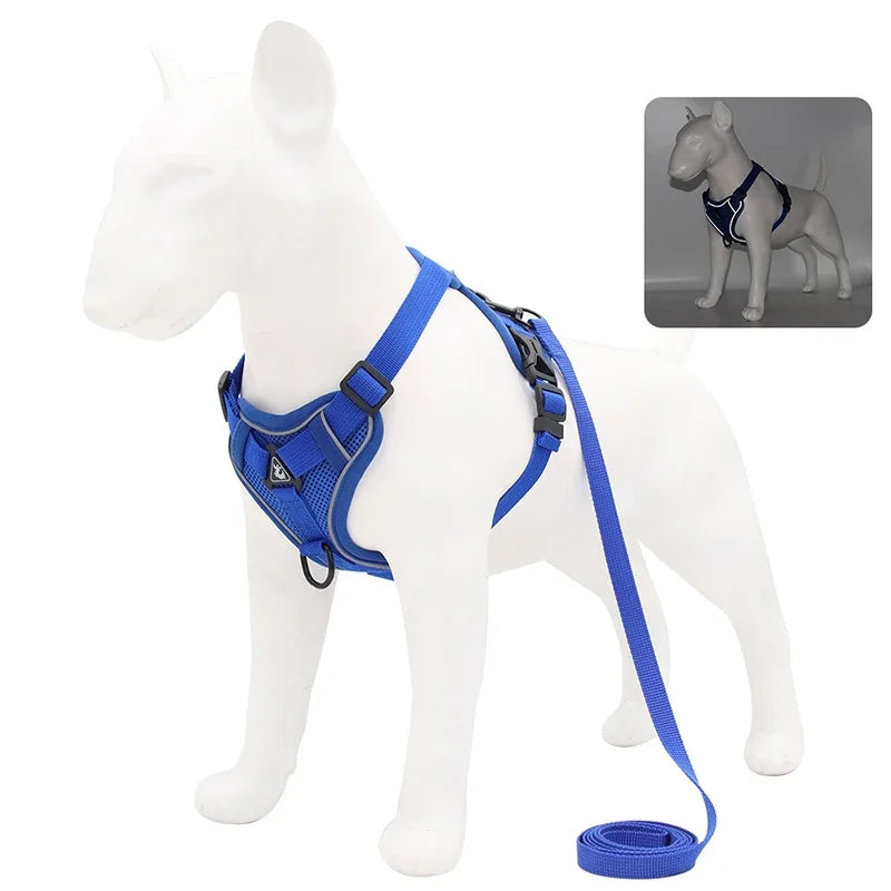 No-Pull Reflective Harness & Leash Set – Adjustable Mesh Vest for Small Dogs
