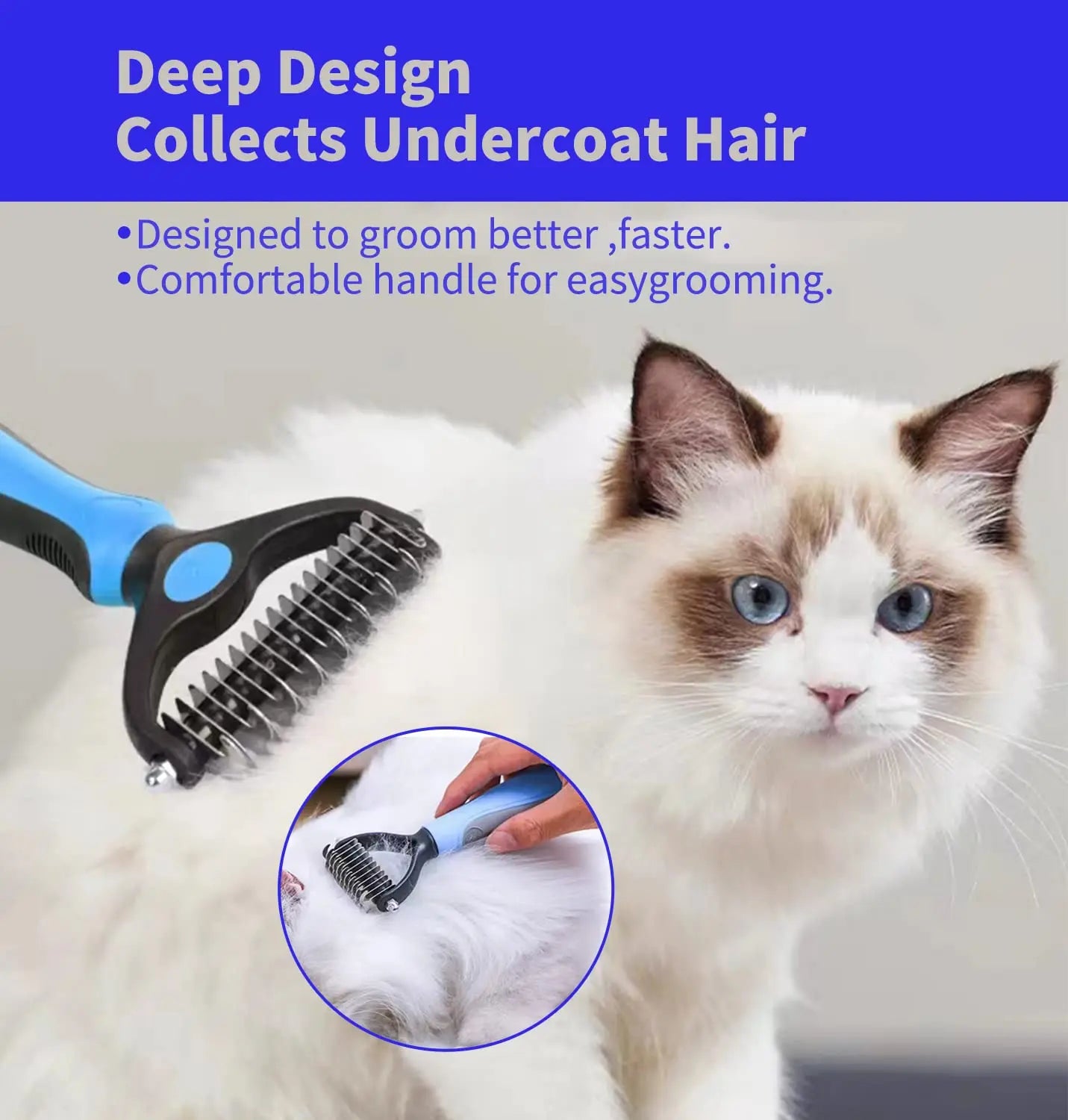 Pet Deshedding Brush Dog Hair Remover