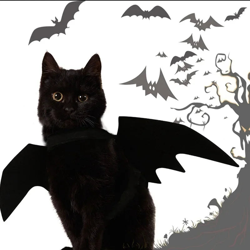 1Pc Halloween Pet Costume – Black Bat Wings Harness for Cats & Dogs