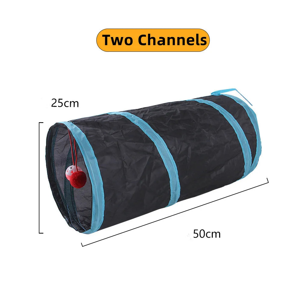 Foldable Cat Tunnel Toy – Breathable Indoor Play Tube with Crinkle Paper