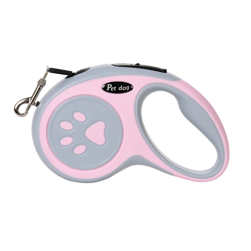 Retractable Dog Leash – Paw Print Design, Durable Nylon Rope for Small to Large Dogs