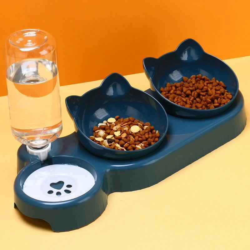 3 in 1 Cat Feeder Automatic Water Dispenser Double Bowl Pet Bowl for Small Dogs or Cats