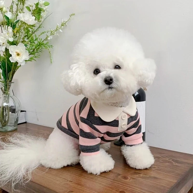 Striped Summer Polo Shirt for Small & Medium Dogs – Lightweight Cooling Vest
