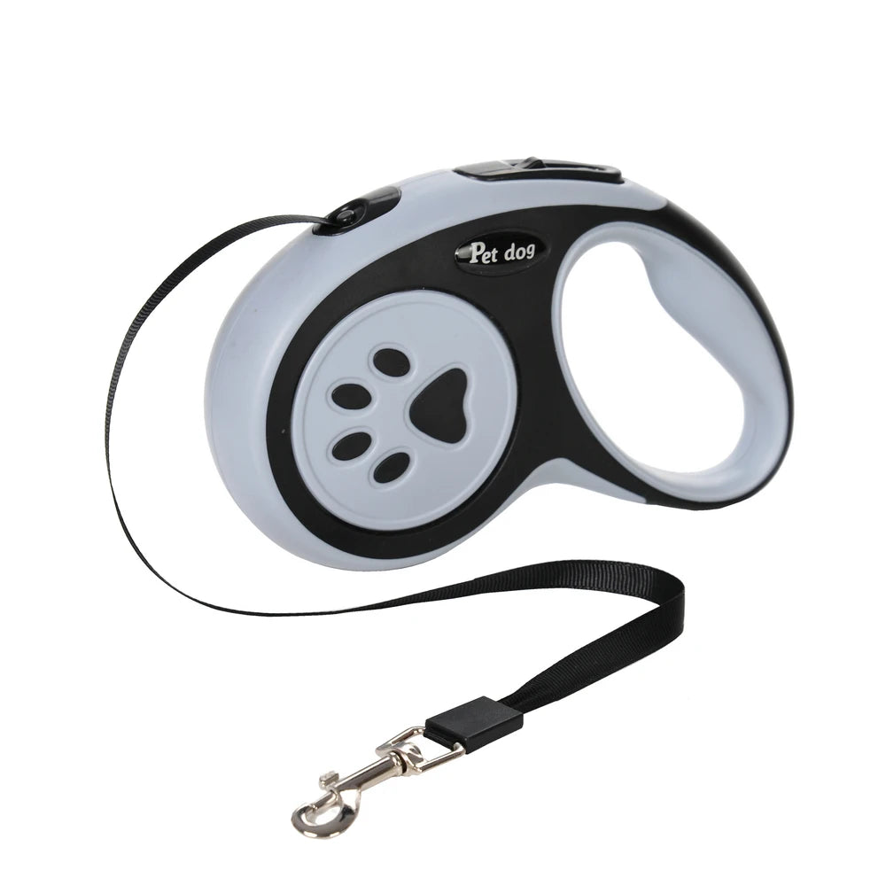 Retractable Dog Leash – Paw Print Design, Durable Nylon Rope for Small to Large Dogs