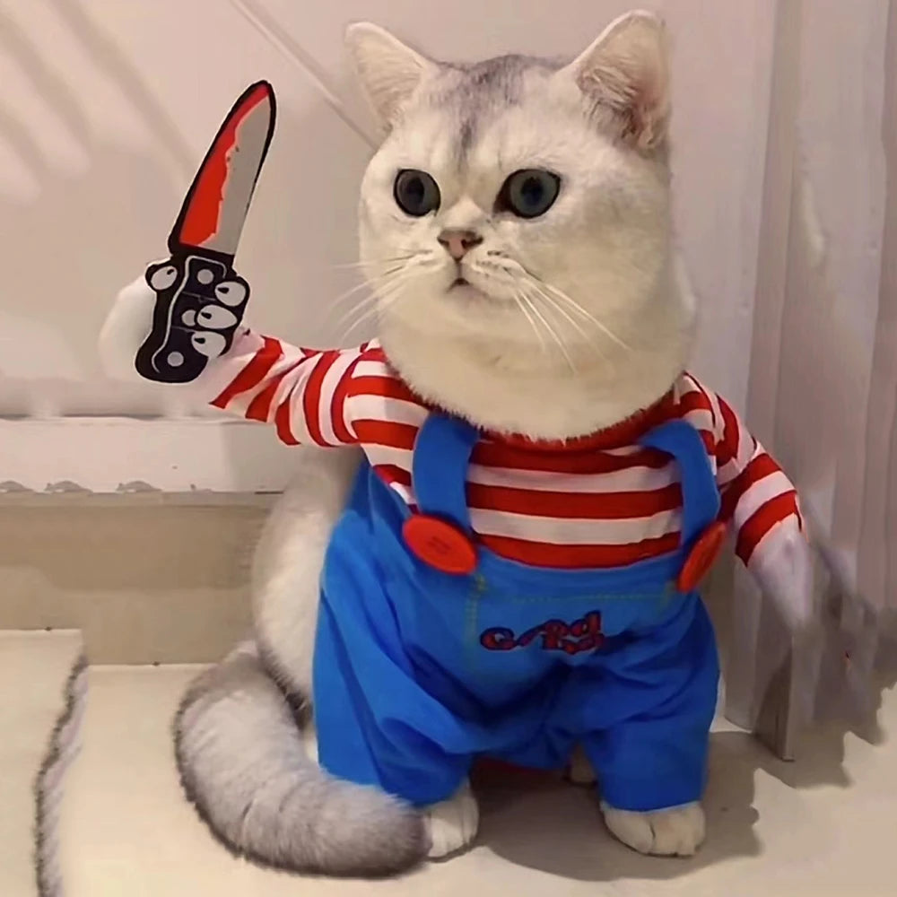 Halloween Cat & Dog Costume – Soft, Warm Jumpsuit for Small & Medium Pets