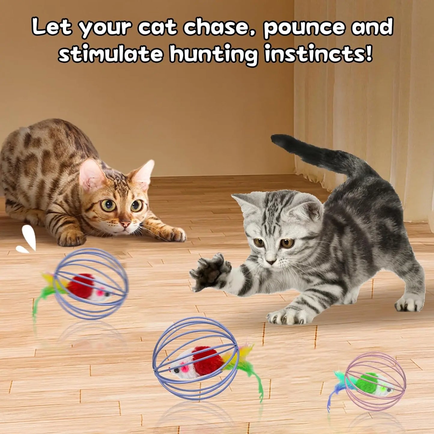 Interactive Plush Mouse Ball Toy – Random Color, Indoor Kitten Exercise Toy