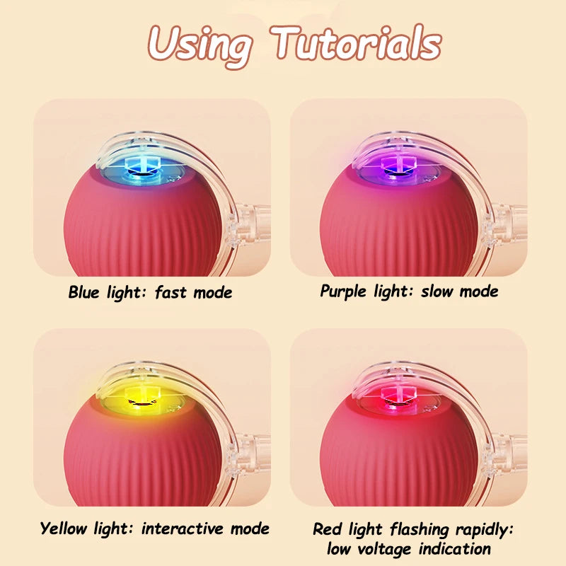Rolling Cat Ball Faux Tail Rechargeable Smart Pet Electric Toy