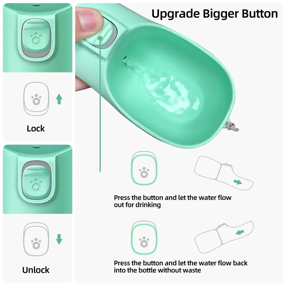 Portable Leakproof Pet Water Bottle for Dogs & Cats – Travel Bowl for Small & Large Breeds