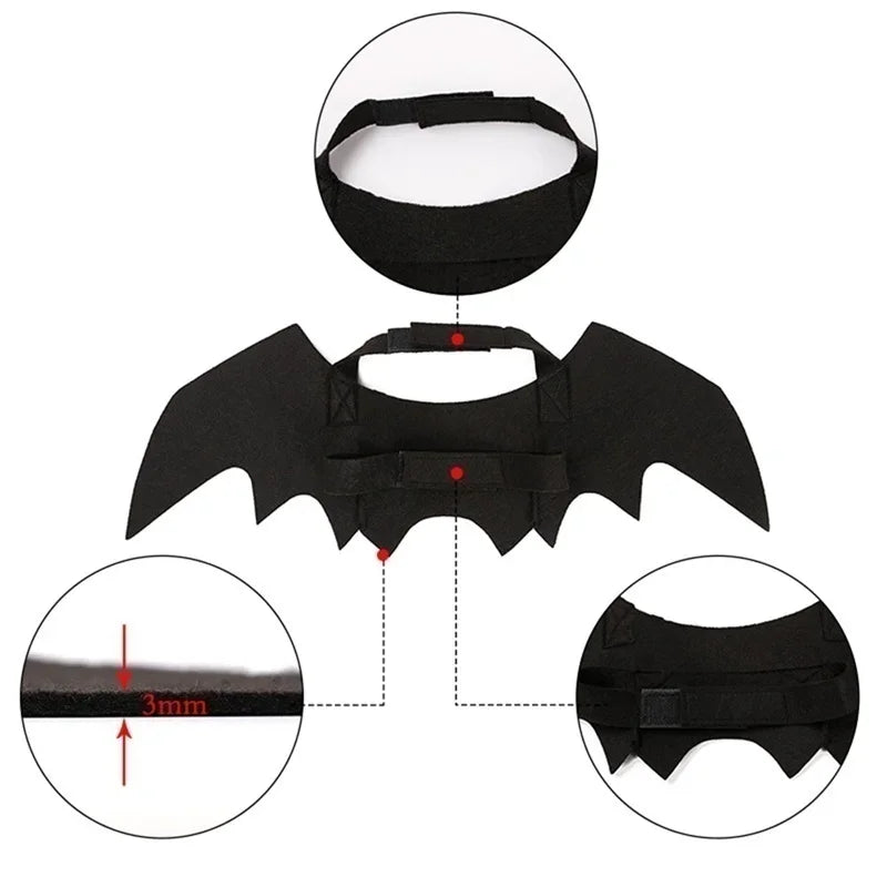 1Pc Halloween Pet Costume – Black Bat Wings Harness for Cats & Dogs