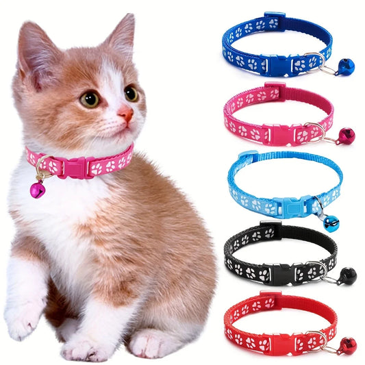 Adjustable Cat Collar with Bell – Colorful Patterned Design