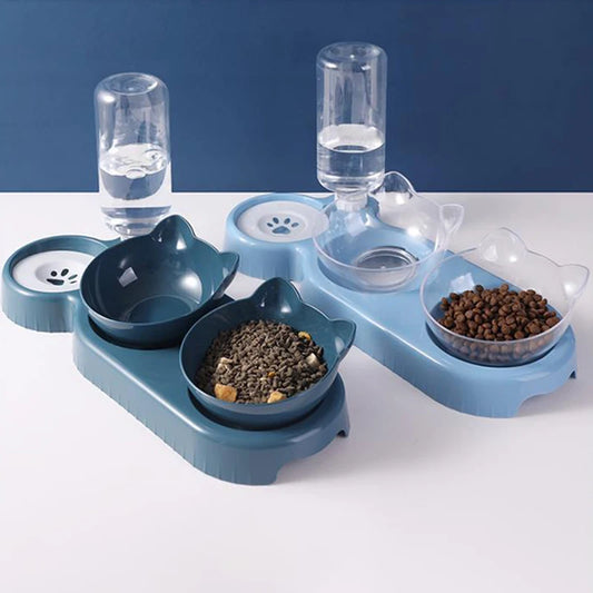3 in 1 Cat Feeder Automatic Water Dispenser Double Bowl Pet Bowl for Small Dogs or Cats