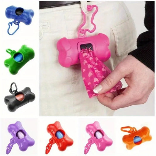 Bone-Shaped Dog Poop Bag Dispenser with 1 Roll – Portable Waste Holder