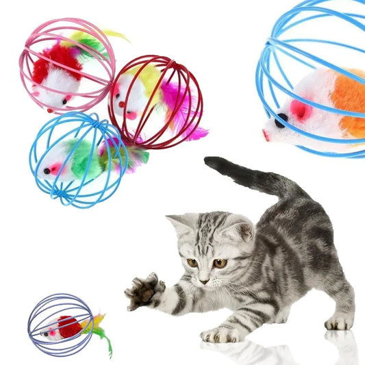 Interactive Plush Mouse Ball Toy – Random Color, Indoor Kitten Exercise Toy