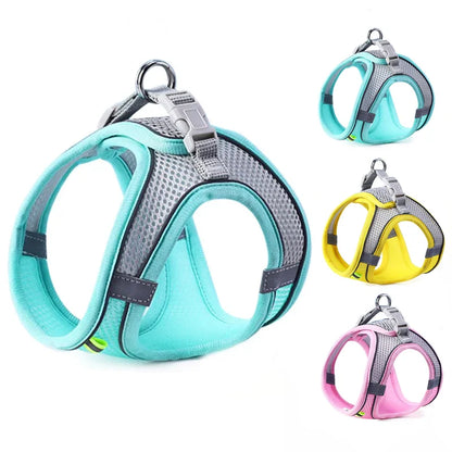 Reflective Adjustable Dog Harness Set – Breathable Vest for Small & Medium Dogs