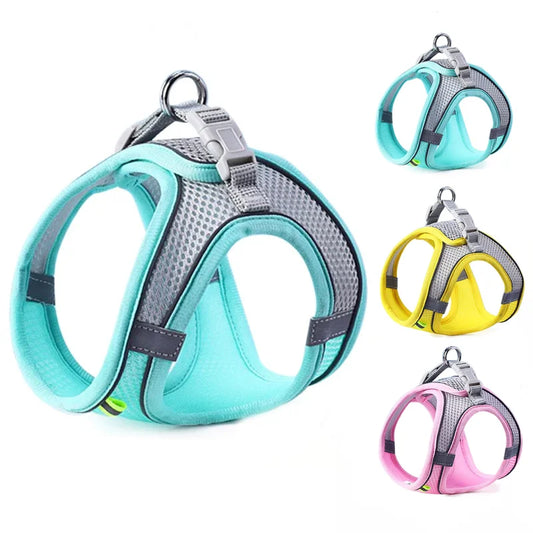 Reflective Adjustable Dog Harness Set – Breathable Vest for Small & Medium Dogs
