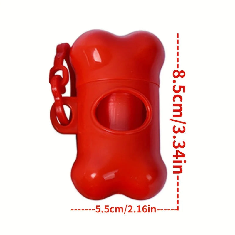 Bone-Shaped Dog Poop Bag Dispenser with 1 Roll – Portable Waste Holder