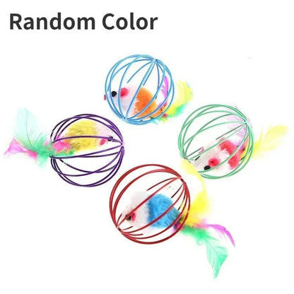 Interactive Plush Mouse Ball Toy – Random Color, Indoor Kitten Exercise Toy