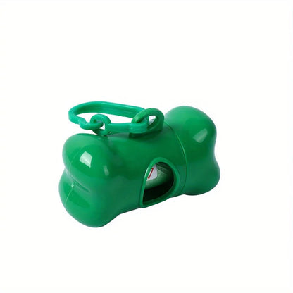 Bone-Shaped Dog Poop Bag Dispenser with 1 Roll – Portable Waste Holder