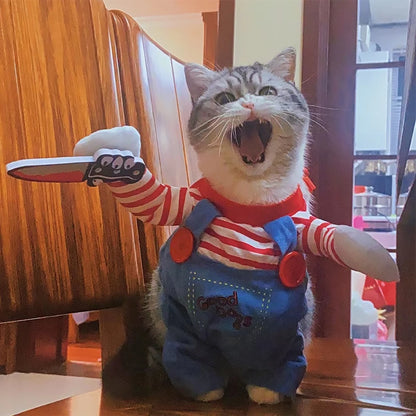 Halloween Cat & Dog Costume – Soft, Warm Jumpsuit for Small & Medium Pets